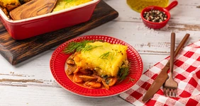 Картофельная запеканка с шашлыком