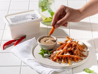 Батат фри с соусом из пломбира