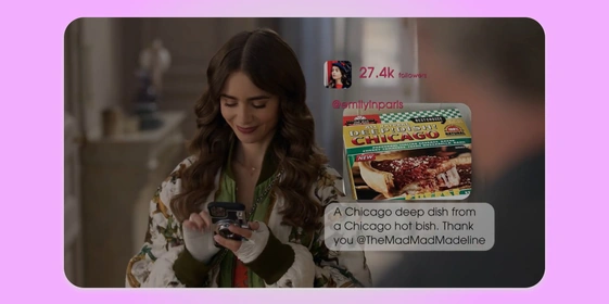 Э. Флеминг, «Эмили в&nbsp;Париже», Netflix. Кадр использован в&nbsp;иллюстративных целях