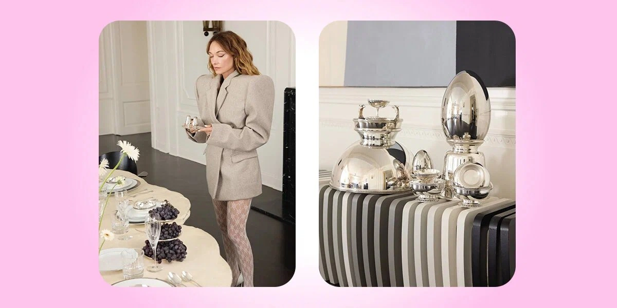 Пример сервировки в одном цвете дизайнера Келли Уистлер. Изображения взяты из соц.сетей в ознакомительных целях