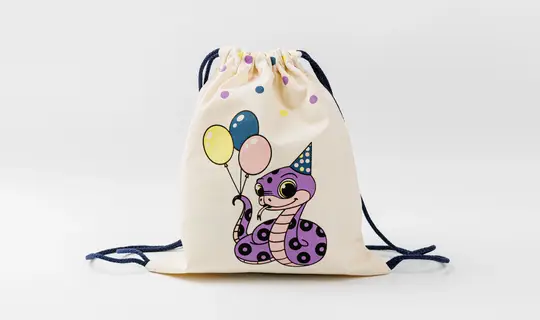 Сумка большая «Змейка шарики» синий шнур