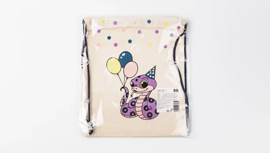 Сумка большая «Змейка шарики» синий шнур