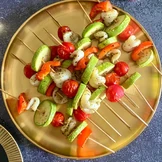 Шашлычки из кальмаров и овощей