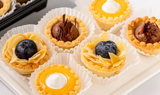 Мини тарталетки «Лимон», «Заварной с голубикой», «Заварной с шоколадом», 15 шт