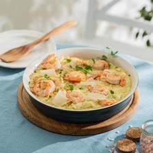 Орзо с кабачками и креветками