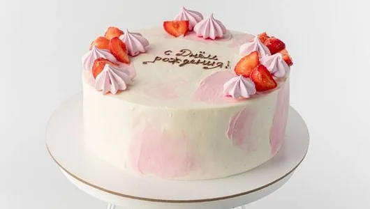 Торт «Воздушные барашки» в розовом