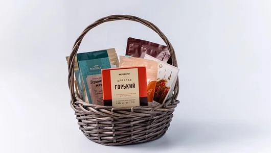 Набор «Кофейно-чайный» в корзине