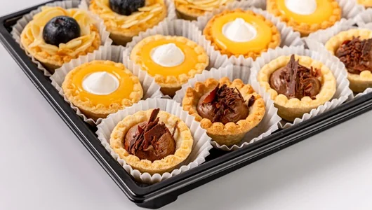 Мини тарталетки «Лимон», «Заварной с голубикой», «Заварной с шоколадом», 15 шт