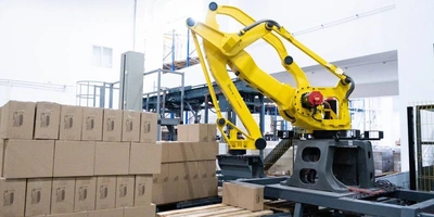 Укладка готовой продукции происходит с&nbsp;помощью робота