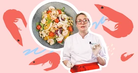 Салат с креветками и фенхелем