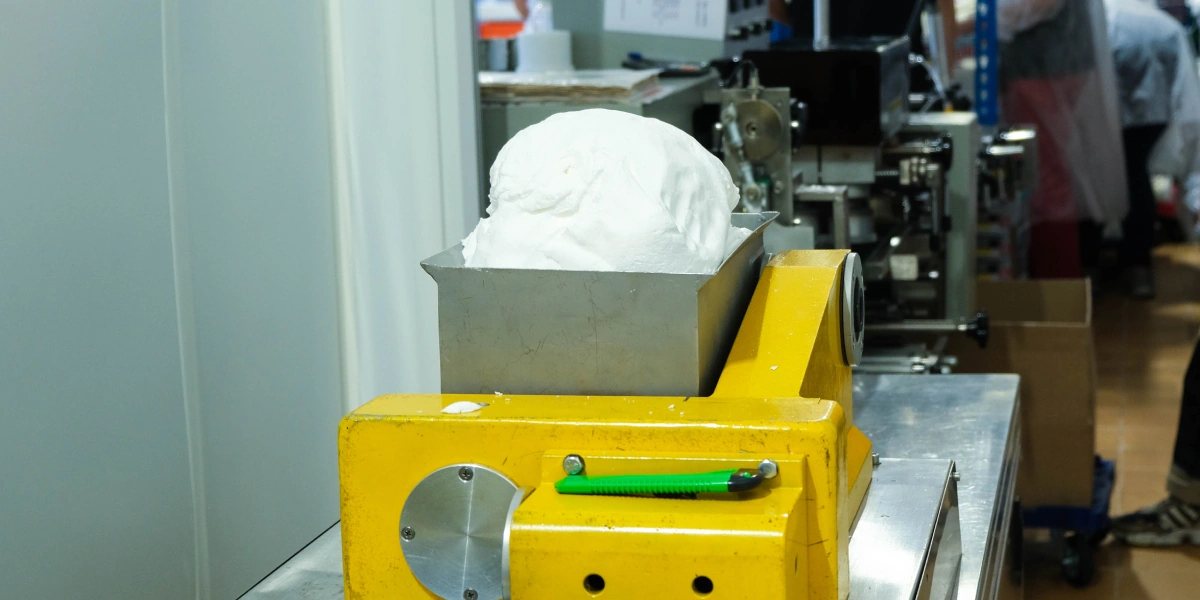 Лёгкий пластилин поступает в экструдер, который формирует «колбаску» заданных в компьютере размеров и толщины