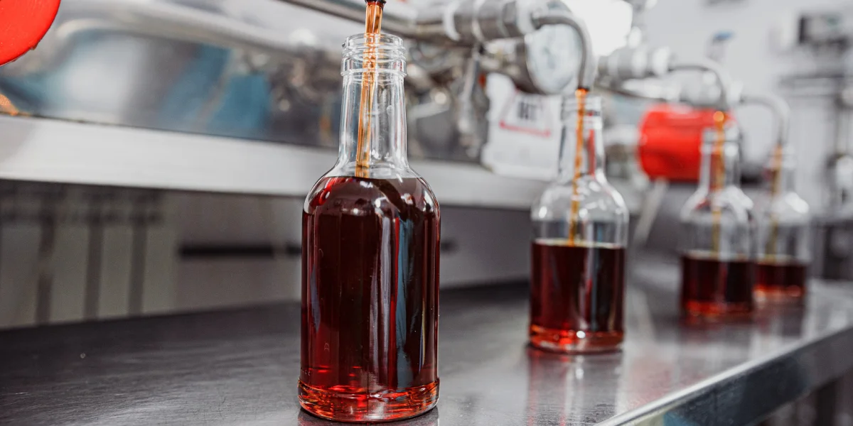 После того как сироп сварен, он попадает в огромную бочку ёмкостью 200 литров. Здесь сироп будет ожидать своего часа, чтобы быть разлитым в стеклянную тару