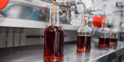 После того как сироп сварен, он попадает в огромную бочку ёмкостью 200 литров. Здесь сироп будет ожидать своего часа, чтобы быть разлитым в стеклянную тару