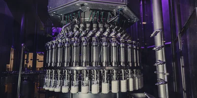 Бутылку наполняют молоком