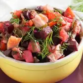 Винегрет с&nbsp;морской капустой и&nbsp;рыбой