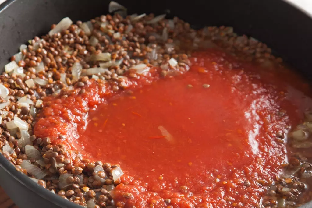 Спагетти с чечевичным соусом — процесс приготовления, фото 3