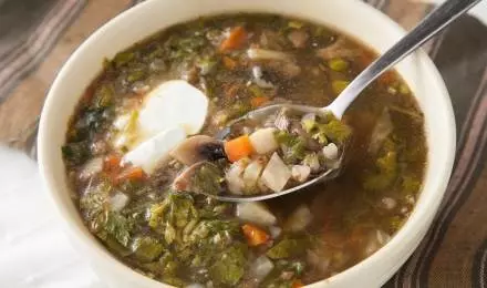 Суп с гречкой и белыми грибами