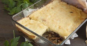 Запеканка с лисичками и баклажанами