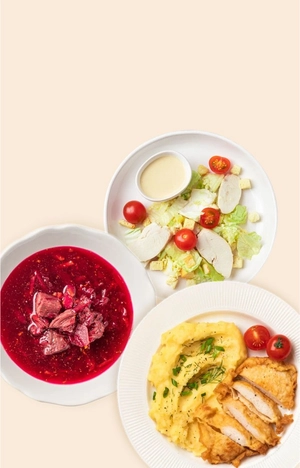 Супы, салаты и вторые блюда