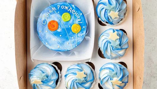 Набор Бенто торт с капкейками Космос