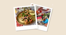 Салат с креветками и артишоками