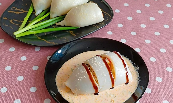 Кальмары, фаршированные грибами, рисом и сыром, шаг 8/8